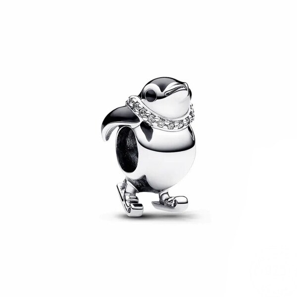 S925 Sterling Silber Skiing Pinguin Charme Pandora Charm Anhänger Herz Birthstone Fit Pandora Schlangenkette Charme Europäisches Armband