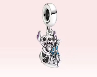 S925 Sterling Silber Stitch & Fantasyland Pandora Charm Anhänger, Herz Geburtsstein, passen Pandora Schlangenkette Charme europäischen Armband