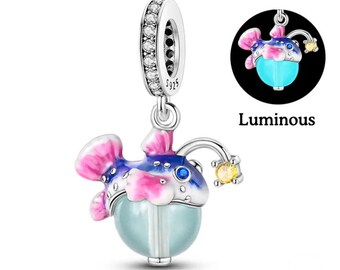 Leuchtende Glühbirne Charms Fit Pandora Armband 925 Sterling Silber Bunte Ballon Haus Tram Charms Perlen DIY Schmuck Geschenk