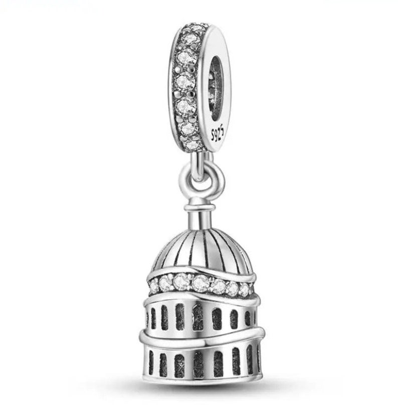 Charm Pandora in argento sterling S925 Viaggio Londra Parigi Italia Spagna Egitto Charms Perline Ciondola Perline Fit Pandora Charms con catena di serpenti immagine 2