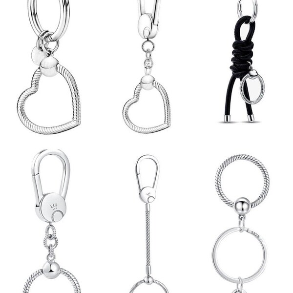 Porte-clés Pandora en argent sterling S925, porte-clés en argent sterling, porte-breloques pour sac, clip coeur, porte-clés, bracelet européen