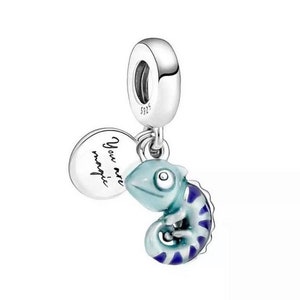 S925 pendentif Pandora en argent sterling caméléon perles pendantes luciole rougeoyante Pandora chaîne serpent charme bracelet européen 2