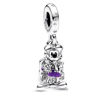 S925 Sterling Silber Pandora Charm Anhänger Disney Jubiläum Mickey Minnie Dumbo Fit Pandora Schlangenkette Charme europäischen Armband 7