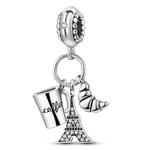 Charm Pandora in argento sterling S925 Viaggio Londra Parigi Italia Spagna Egitto Charms Perline Ciondola Perline Fit Pandora Charms con catena di serpenti immagine 6