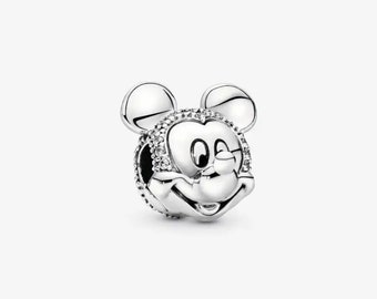 Pendentif à breloques Pandora en argent sterling S925, pierre de naissance coeur, forme chaîne serpent Pandora, bracelet européen animal Mickey Mouse