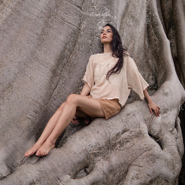 Bougla-Shirt 'Meera' in beige and sage color