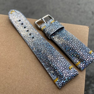 26mm 24mm 22mm 20mm 18mm 16mm Silver Color Hologram Genuine Stingray leather watch strap band, leather watch strap,handmade watch strap band