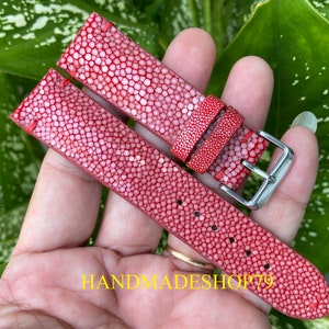 26mm/24mm/22mm/20mm/18mm/16mm Genuine Red Stingray leather watch strap band, leather watch strap, handmade watch strap band image 1