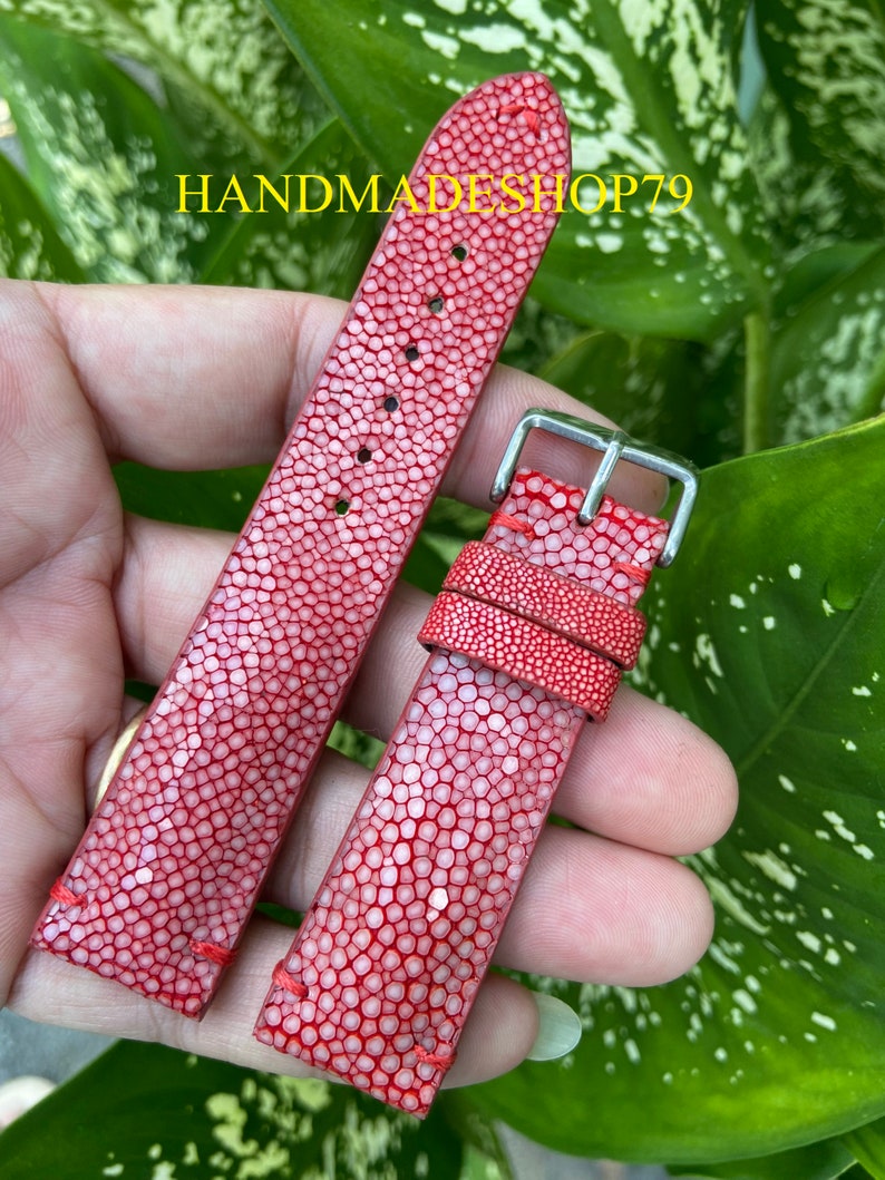 26mm/24mm/22mm/20mm/18mm/16mm Genuine Red Stingray leather watch strap band, leather watch strap, handmade watch strap band image 7
