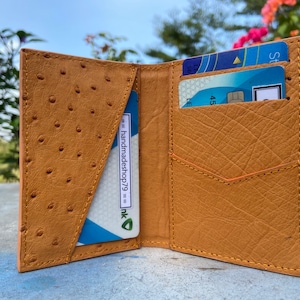Oranje echte struisvogel huid credit kaarthouder, portemonnee voor mannen, cadeau voor hem, lederen struisvogel cardcase, lederen struisvogel kaart cover