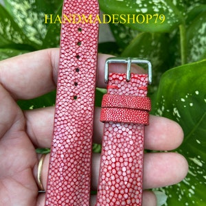 26mm/24mm/22mm/20mm/18mm/16mm Genuine Red Stingray leather watch strap band, leather watch strap, handmade watch strap band image 2
