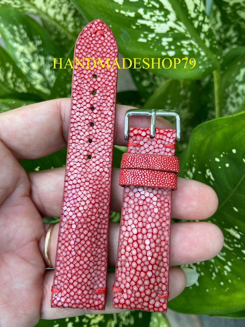 26mm/24mm/22mm/20mm/18mm/16mm Genuine Red Stingray leather watch strap band, leather watch strap, handmade watch strap band image 2