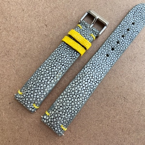 26mm 24mm 22mm 21mm 20mm 19mm 18mm 16mm Gray Genuine Stingray leather watch strap band, leather watch strap, handmade watch strap band