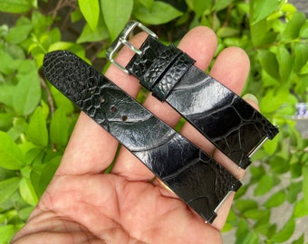 Buy 26mm 24mm 22mm 21mm 20mm 18mm 16mm Black Genuine Leg Ostrich