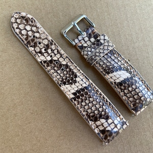 26mm 24mm 22mm 20mm 18mm 16mm 14mm Genuine Handmade Gray Snake Leather Watch Strap Band, Leather Wrist Watch Band, Leather Watch Bracelet