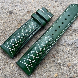 26mm/24mm/22mm/20mm/18mm/16mm EchtGRÜN VEG Handgefärbtes Leder Uhrenarmband, Lederarmband, Uhrenarmband