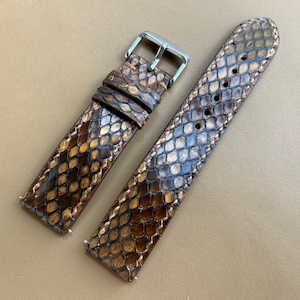 26 mm 24 mm 22 mm 20 mm 18 mm 16 mm 14 mm Bracelet de montre en cuir façon serpent marron fait main véritable, bracelet de montre en cuir, bracelet de montre en cuir