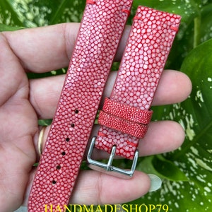 26mm/24mm/22mm/20mm/18mm/16mm Genuine Red Stingray leather watch strap band, leather watch strap, handmade watch strap band image 8