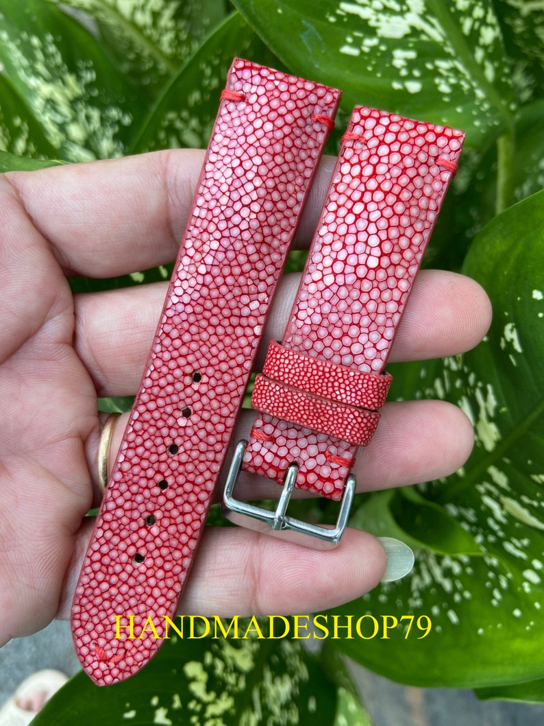 26mm/24mm/22mm/20mm/18mm/16mm Genuine Red Stingray leather watch strap band, leather watch strap, handmade watch strap band image 8