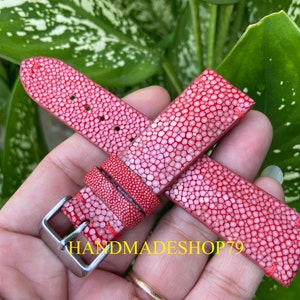 26mm/24mm/22mm/20mm/18mm/16mm Genuine Red Stingray leather watch strap band, leather watch strap, handmade watch strap band image 5