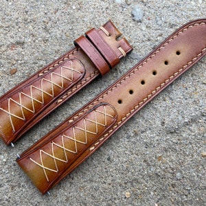 26mm/24mm/22mm/20mm/18mm/16mm Genuine TAN BROWN VEG Hand dyed leather watch strap band, leather wrist watch band, watch bracelet