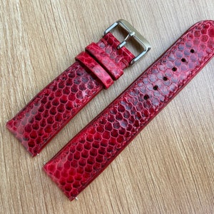 26mm 25mm 24mm 23mm 22mm 21mm 20mm 19mm 18mm 16 Correa de reloj de cuero de serpiente pitón roja, correa de reloj de pulsera de cuero, pulsera de reloj de cuero