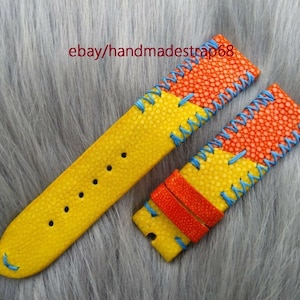 26mm/24mm/22mm/20mm/18mm/16mm BLUE Genuine Stingray leather watch strap band, leather watch strap, handmade watch strap band