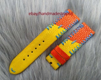 26 mm/24 mm/22 mm/20 mm/18 mm/16 mm BLAU Echtleder Rochenleder Armband Band, Uhrenarmband aus Leder, Armband Uhr handgefertigt