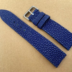 26mm/24mm/22mm/20mm/18mm/16mm Blue Genuine Stingray Leather Watch Strap Band, Leather Watch Strap, Handmade Watch Strap Band