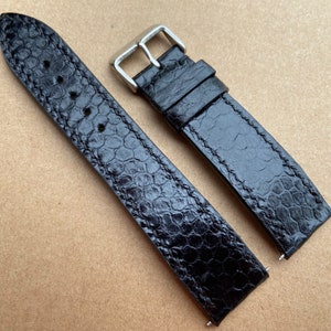26mm/24mm/22mm/20mm/18mm/16mm Genuine Handmade Black Python/Snake Leather Watch Strap Band, Leather Wrist Watch Band, Leather Watch Bracelet