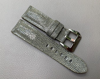 26mm/24mm/22mm/20mm/18mm/16mm Sky Gray Genuine Stingray leather watch strap band, leather watch strap, handmade watch strap band