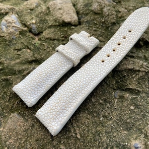 26mm/24mm/22mm/20mm/18mm/16mm White Genuine Stingray leather watch strap band, leather watch strap, handmade watch strap band