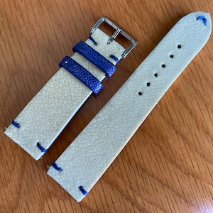 26mm/24mm/22mm/20mm/18mm/16mm White Genuine Stingray leather watch strap band, leather watch strap, handmade watch strap band