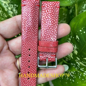 26mm/24mm/22mm/20mm/18mm/16mm Genuine Red Stingray leather watch strap band, leather watch strap, handmade watch strap band image 4