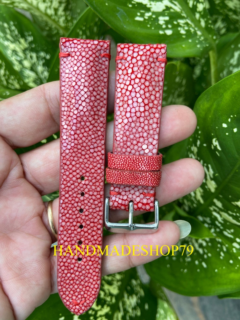 26mm/24mm/22mm/20mm/18mm/16mm Genuine Red Stingray leather watch strap band, leather watch strap, handmade watch strap band image 4