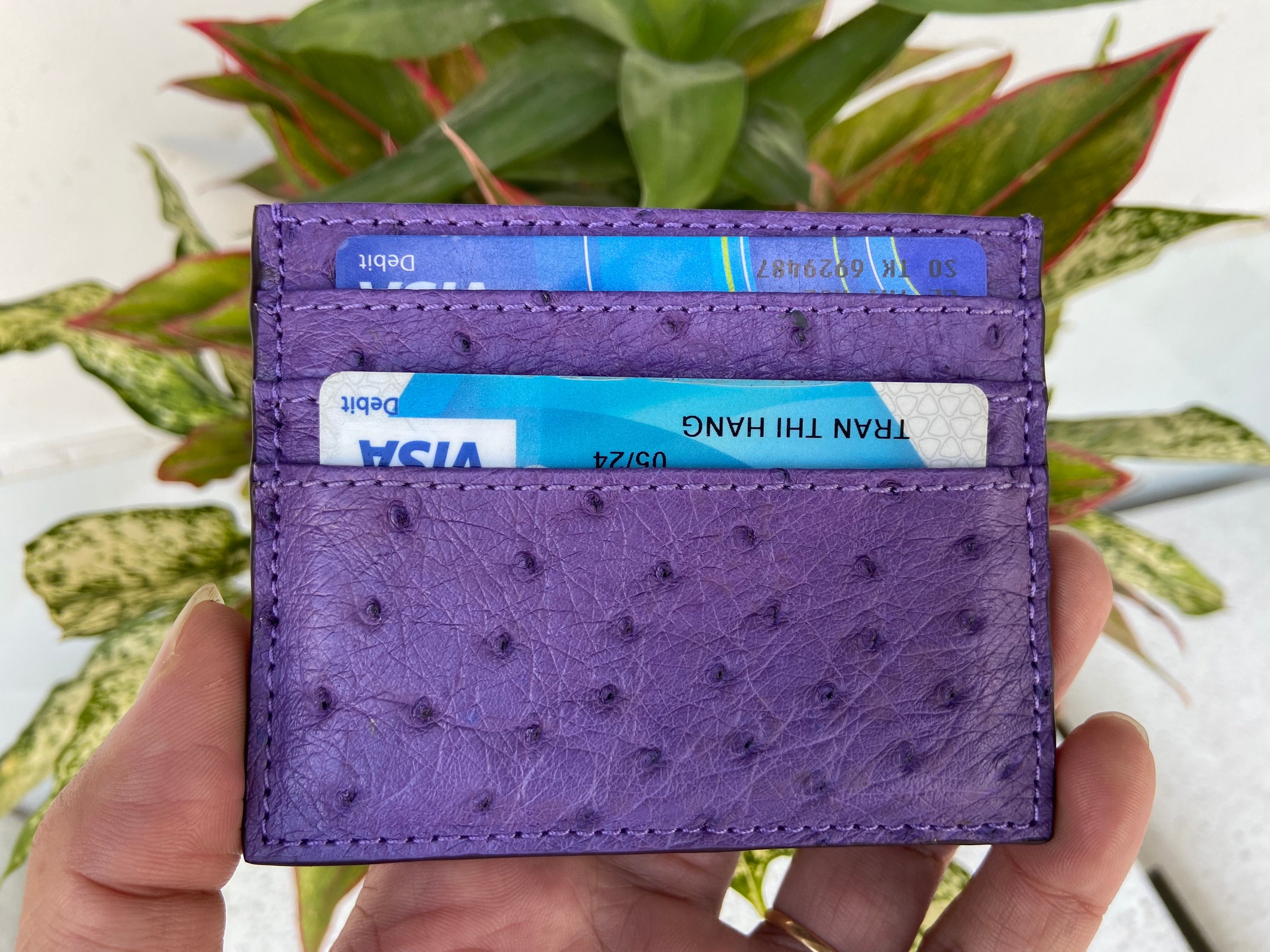 BLUE GENUINE HANDMADE OSTRICH BODY LEATHER BIFOLD WALLET CARD MONEY CLIP  FOR MEN