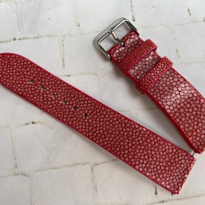 26mm 24mm 22mm 21mm 20mm 19mm 18mm 16mm Red Genuine Stingray Leather Watch Strap Band, Handmade wrist watch Band
