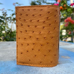 Orange Genuine Ostrich skin credit Cardholder, wallet for men, gift for him, leather ostrich cardcase, leather ostrich card cover image 3