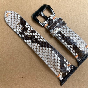 26mm 24mm 23mm 22mm 21mm 20mm 19mm 18mm 16mm  Genuine Handmade Gray Python/Snake Leather Watch Strap Band, Leather Wrist Watch Band