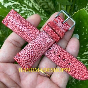 26mm/24mm/22mm/20mm/18mm/16mm Genuine Red Stingray leather watch strap band, leather watch strap, handmade watch strap band image 6