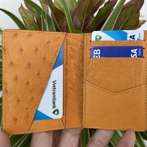 Oranje echt been struisvogel huid credit cardhouder, portemonnee voor mannen, cadeau voor hem, lederen struisvogel cardcase, lederen struisvogel kaart cover