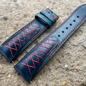 26mm/24mm/22mm/20mm/18mm/16mm Genuine NAVY BLUE VEG Hand dyed leather watch strap band, leather wrist watch band, watch bracelet