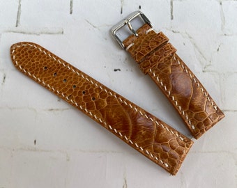 26mm/24mm/22mm/20mm/18mm/16mm Yellow Cow Genuine leg bracelet de montre en cuir d'autruche, bracelet de montre en cuir, bracelet de montre fait à la main