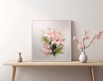 Leinwand Wandkunst Rosa Hibiskus Blumen Botanische Drucke Minimalistische Moderne Kunst Boho Wanddekor