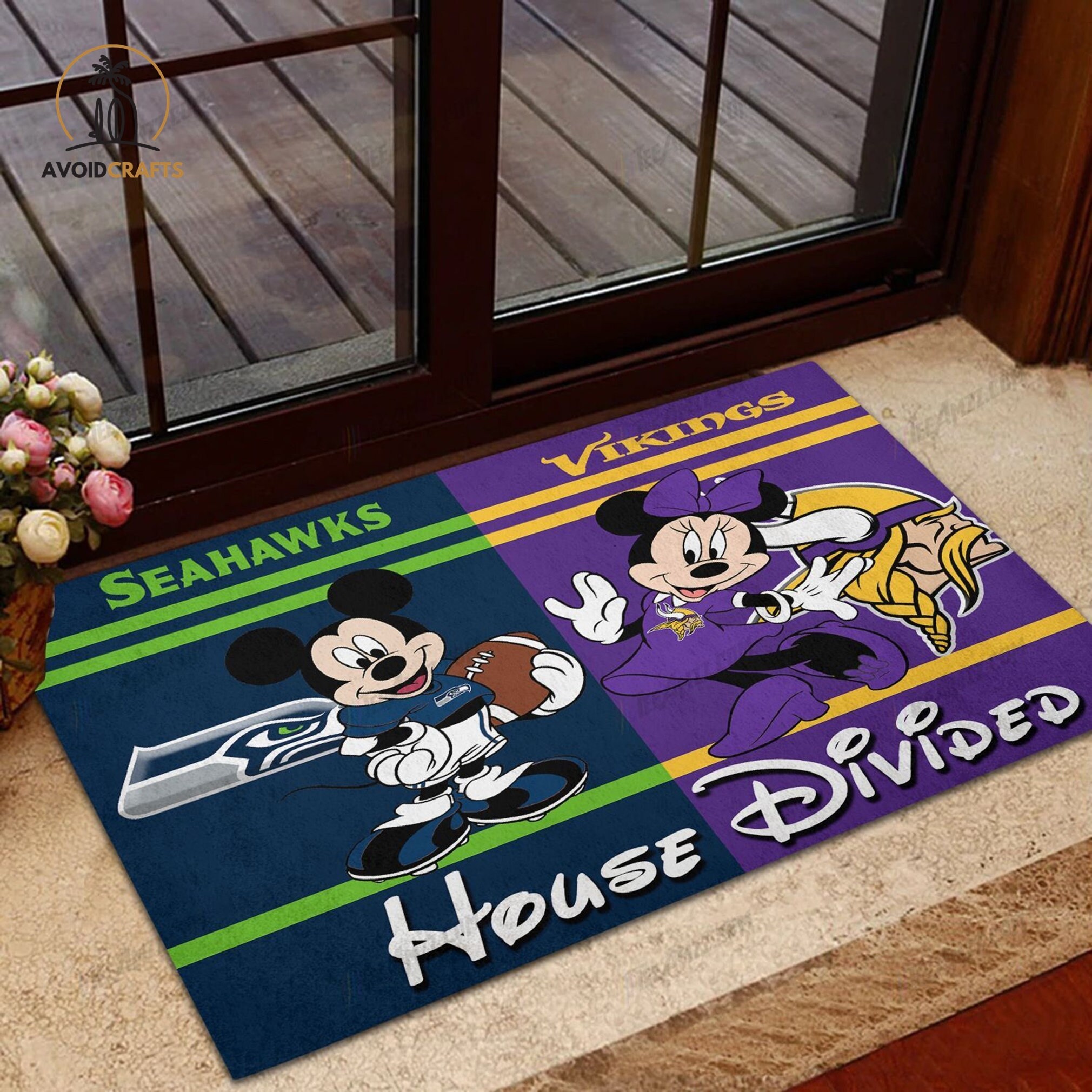 Personalized House Divided Doormat Football Team Seattle Etsy