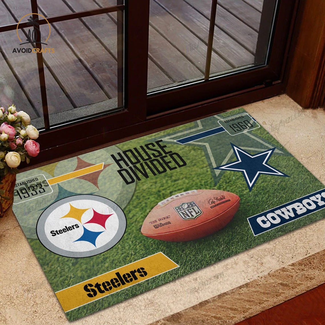 Personalized House Divided Doormat Football Team Pittsburgh Etsy