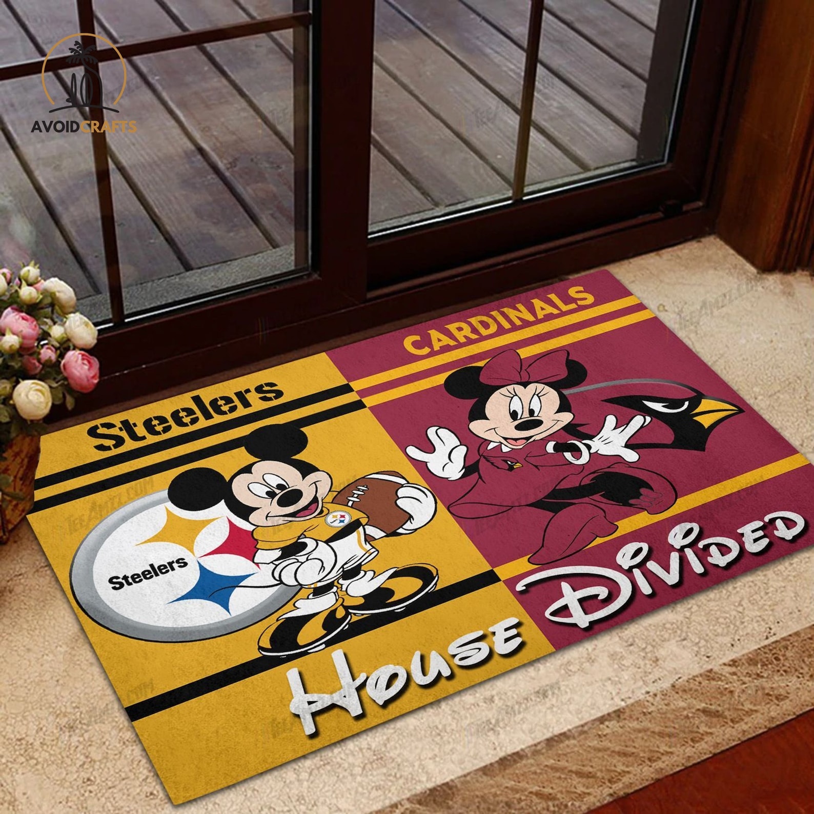 Personalized House Divided Doormat Football Team Pittsburgh Etsy