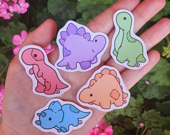 Pastel Plush Dinos | Cute dinosaur stickers | matte Stickers | Kawaii | dinos | Bright and colourful | bullet journal | DreamfulStudios