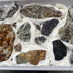 BIG Mix minerals flat 300x400 milimeters Madan Bulgaria natural crystal minerals specimen clusters souvenirs WholesaleMineralsBox