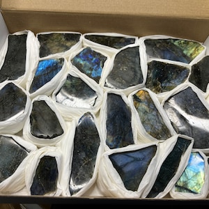 Labradorite box 230x300 millimetres natural crystal minerals specimen clusters souvenirs WholesaleMineralsBox home decor